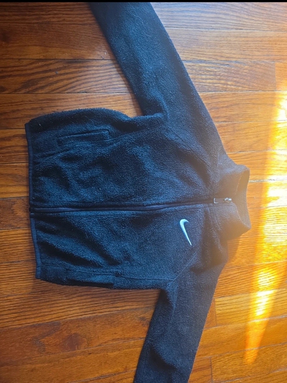 Nike Kids Black Fleece Zip Jacket with Blue Swoosh